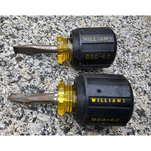Set of 2 WILLIAMS TOOLS 1/4" FLAT TIP Stubby Soft Grip SCREWDRIVER DSG-62